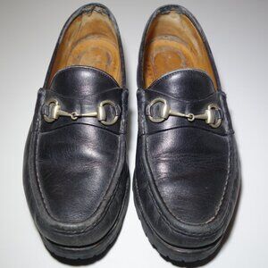 Vintage Gucci 1953 Horsebit Leather Slip-On Black Loafers, Size 10 D